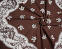 Oversized Brown Bandana with White Paisley Motifs